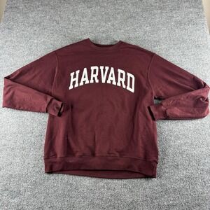 Champion Sweatshirt Mens L Red Fleece Crew Neck Pullover Harvard University